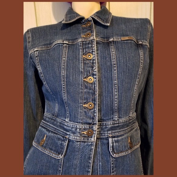 LIZ CLAIBORNE LIZWEAR Retro Blue Denim Button down Jean Jacket - Picture 4 of 7
